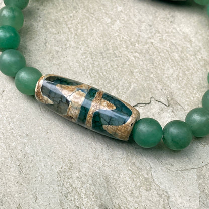 Tibetan Agate and Jade Bracelet