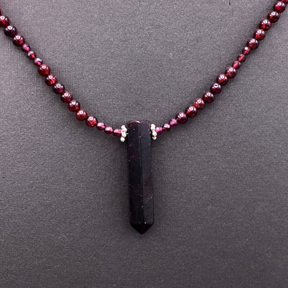 Garnet Point Beaded Necklace