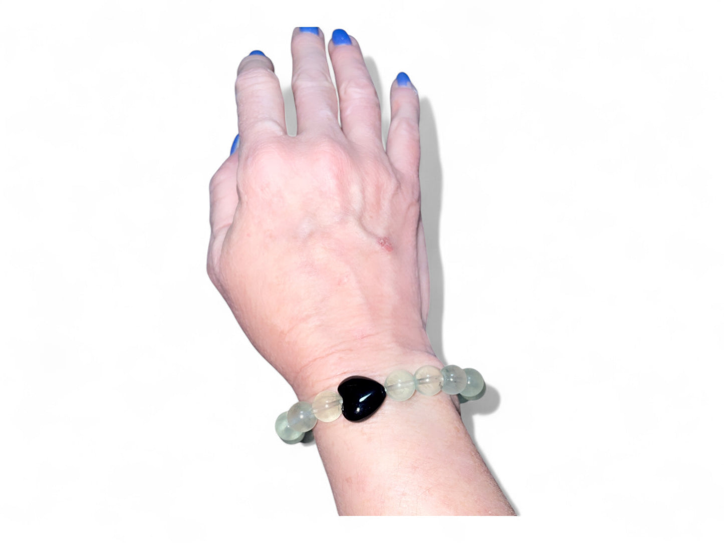 Evil Eye Heart Gemstone Stretch Bracelet