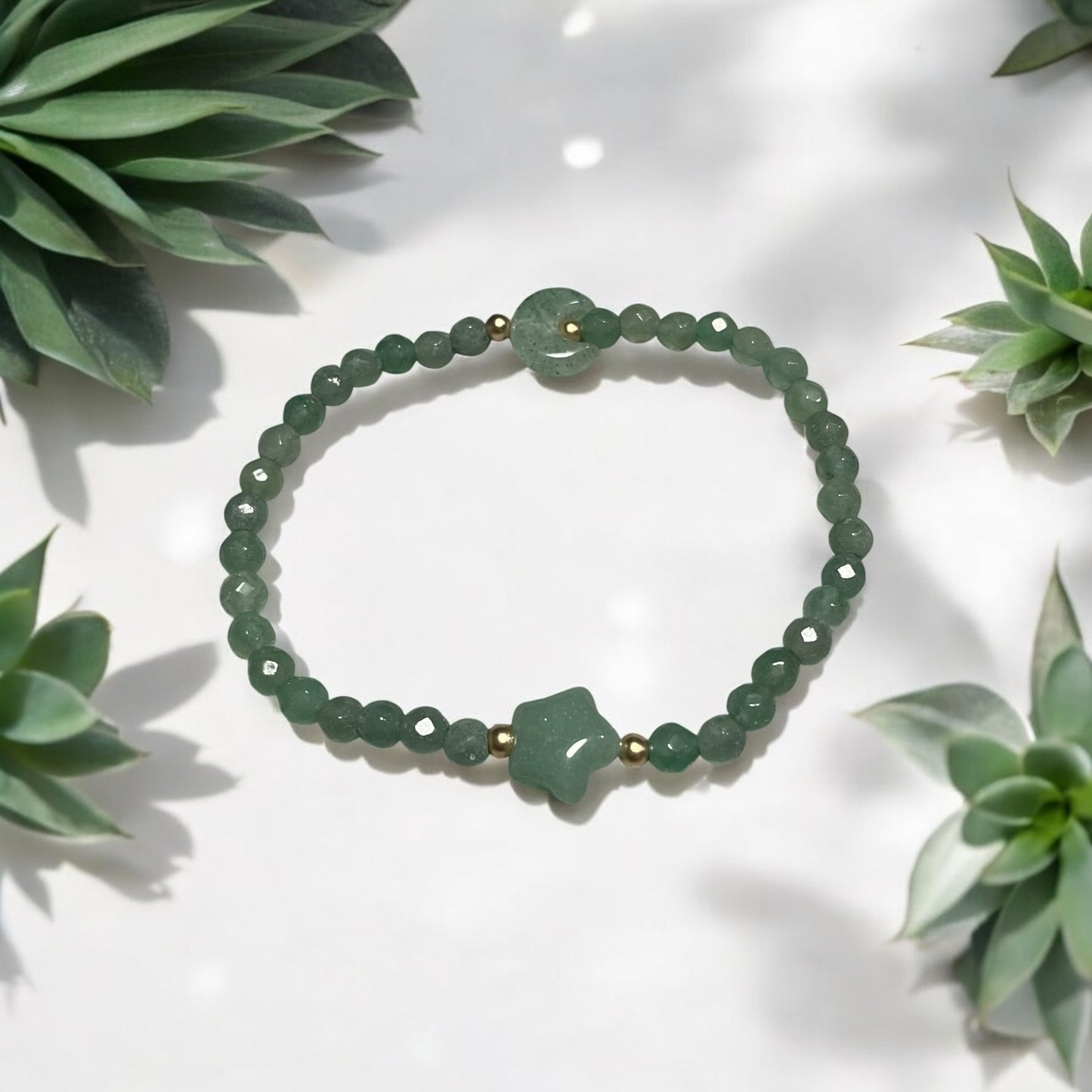 Green Aventurine Moon and Star Bracelet