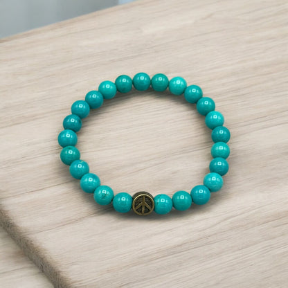 Turquoise gemstone and Peace Sign Bracelet