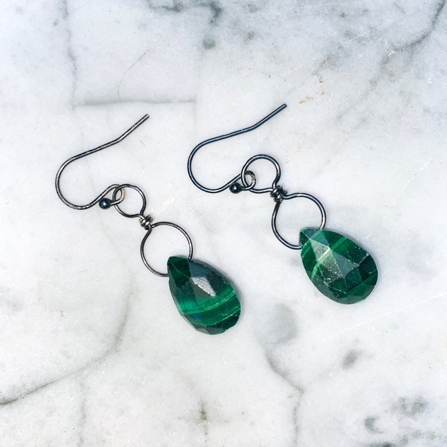 Malachite Drop Dangle Earrings