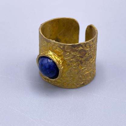 Lapis Lazuli Gemstone Brass Ring