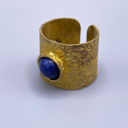 Lapis Lazuli Gemstone Brass Ring