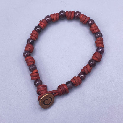 Garnet Leather Bracelet