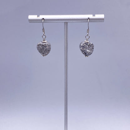 Drusy Agate Gemstone Heart Earrings