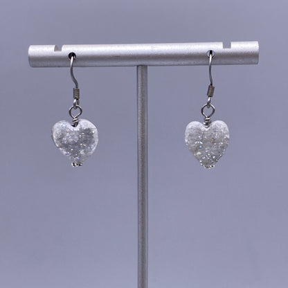 Drusy Agate Gemstone Heart Earrings