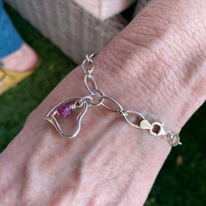 Vintage renewed floating heart and ruby Bracelet