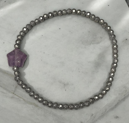 Dainty Amethyst Star and Hematite Bracelet