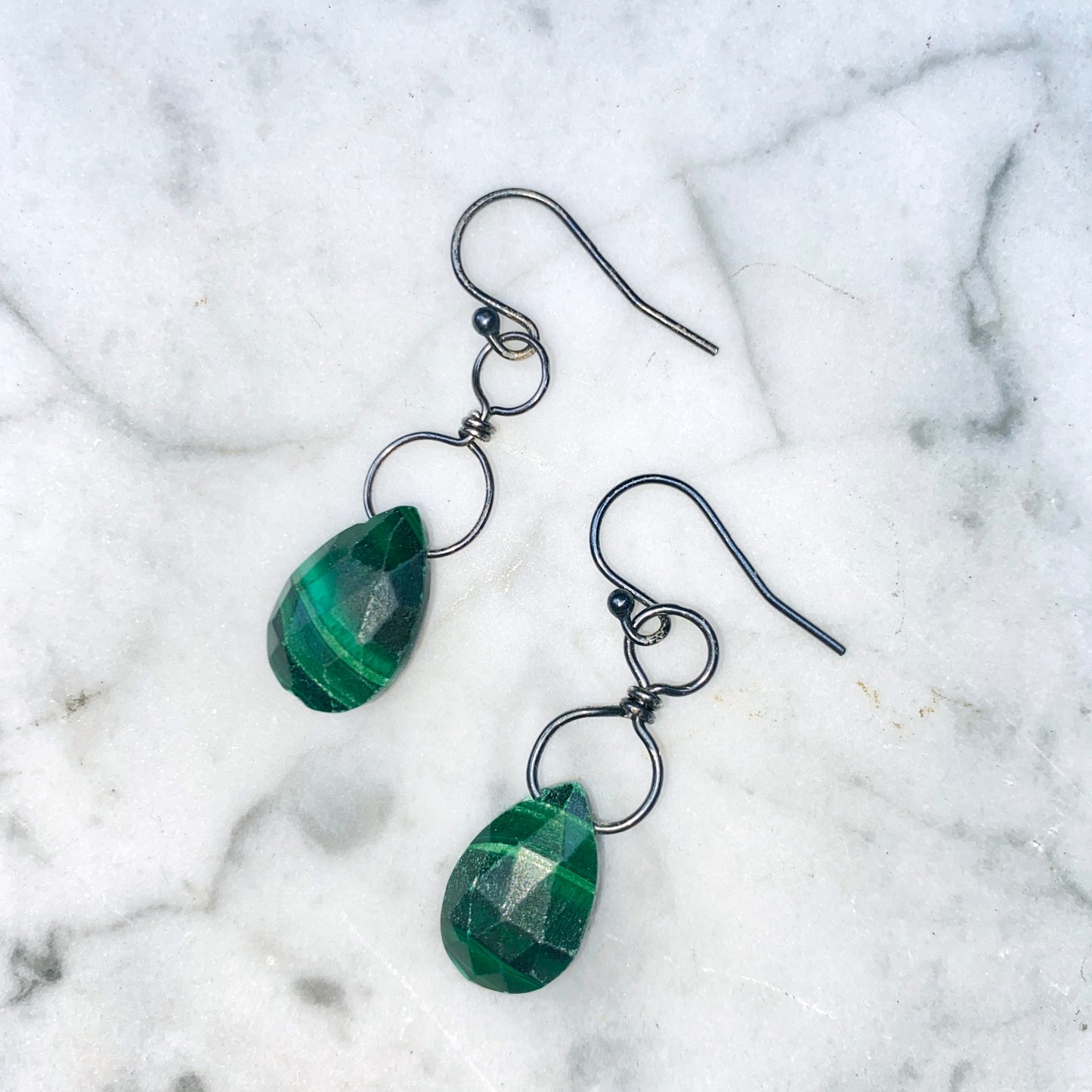 Malachite Drop Dangle Earrings