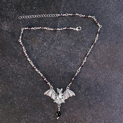 Halloween Bat with Swarovski crystals Necklace