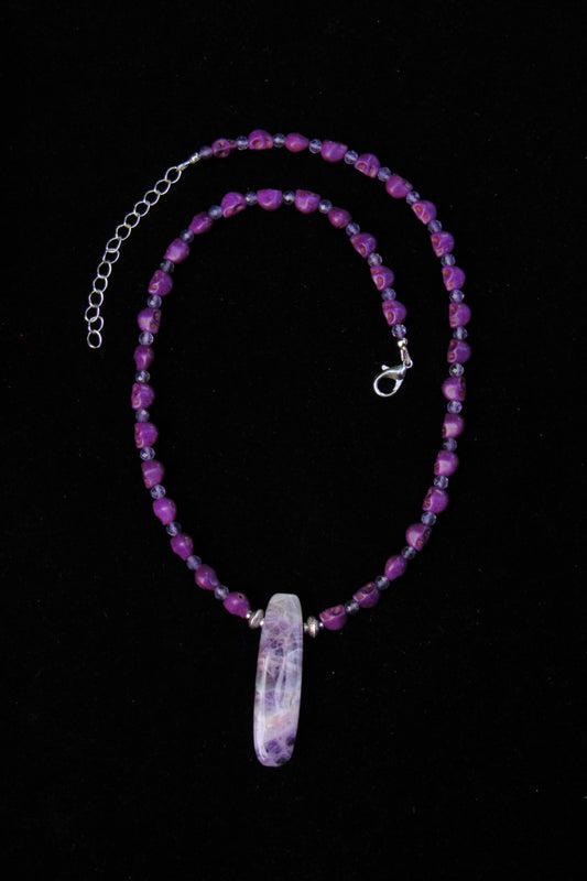 Amethyst and Skull Necklace