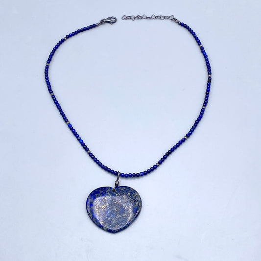 Lapis Lazuli gemstone heart pendant necklace