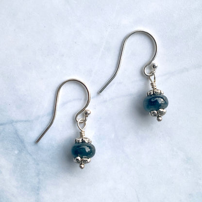 Blue Sapphire Dainty Dangle Earrings