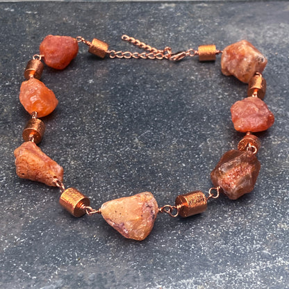 Chunky Carnelian and Copper Necklace