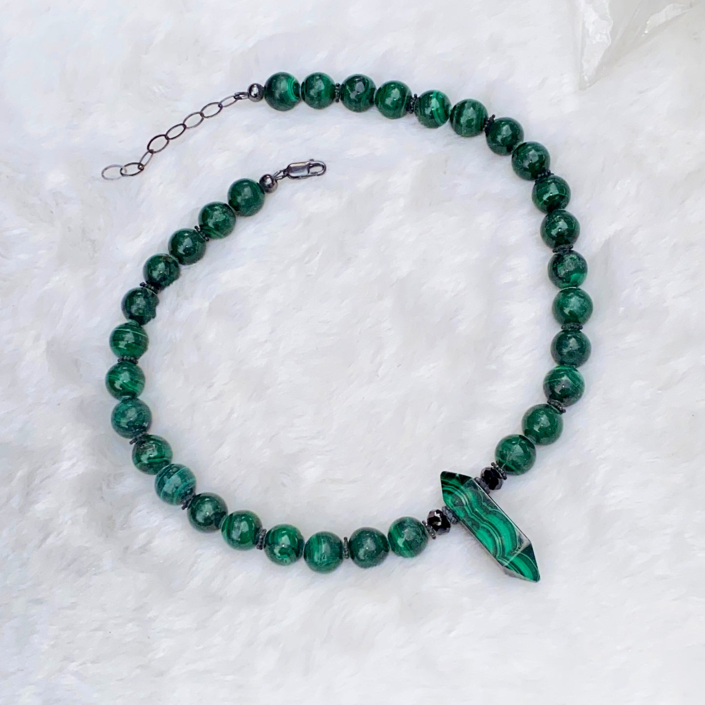 Rare Malachite gemstone Beaded Necklace