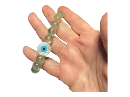 Evil Eye Heart Gemstone Stretch Bracelet