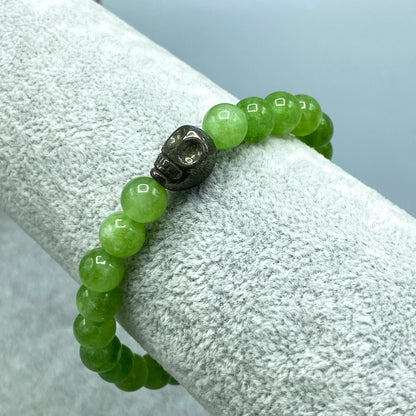 Peridot and Pyrite Skull Bracelet