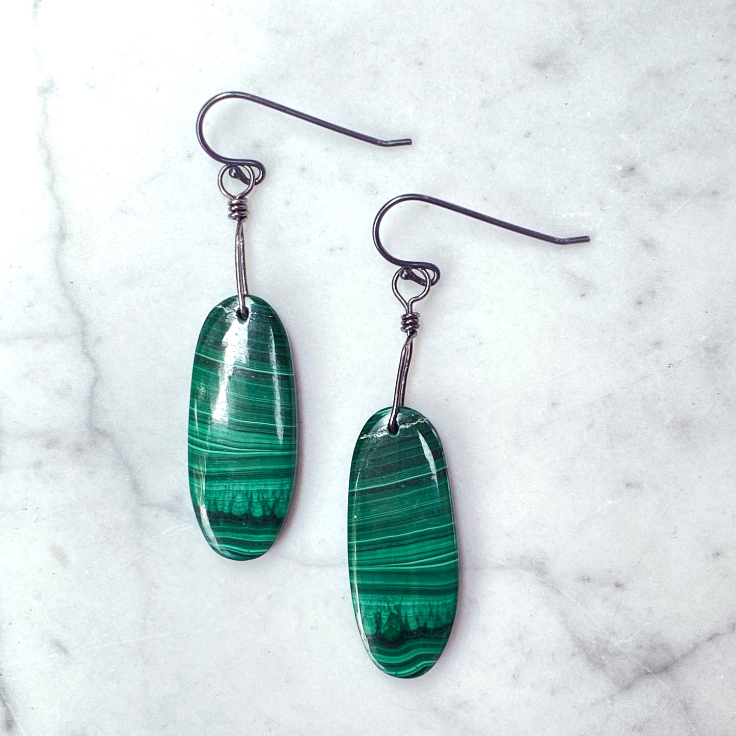 Malachite Drop Dangle Earrings