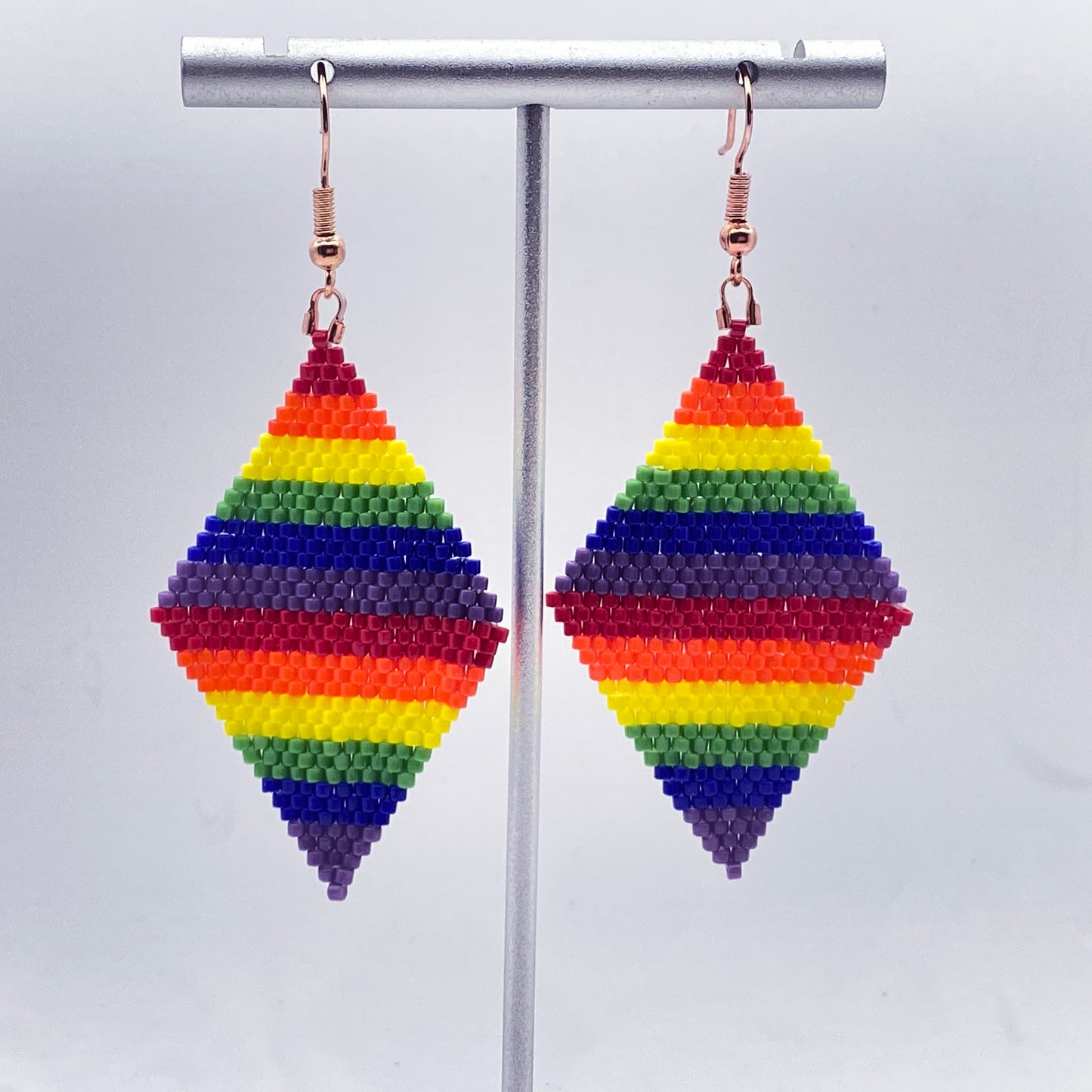 Beaded Glass Pride Rainbow Earrings