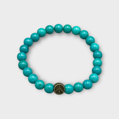 Turquoise gemstone and Peace Sign Bracelet