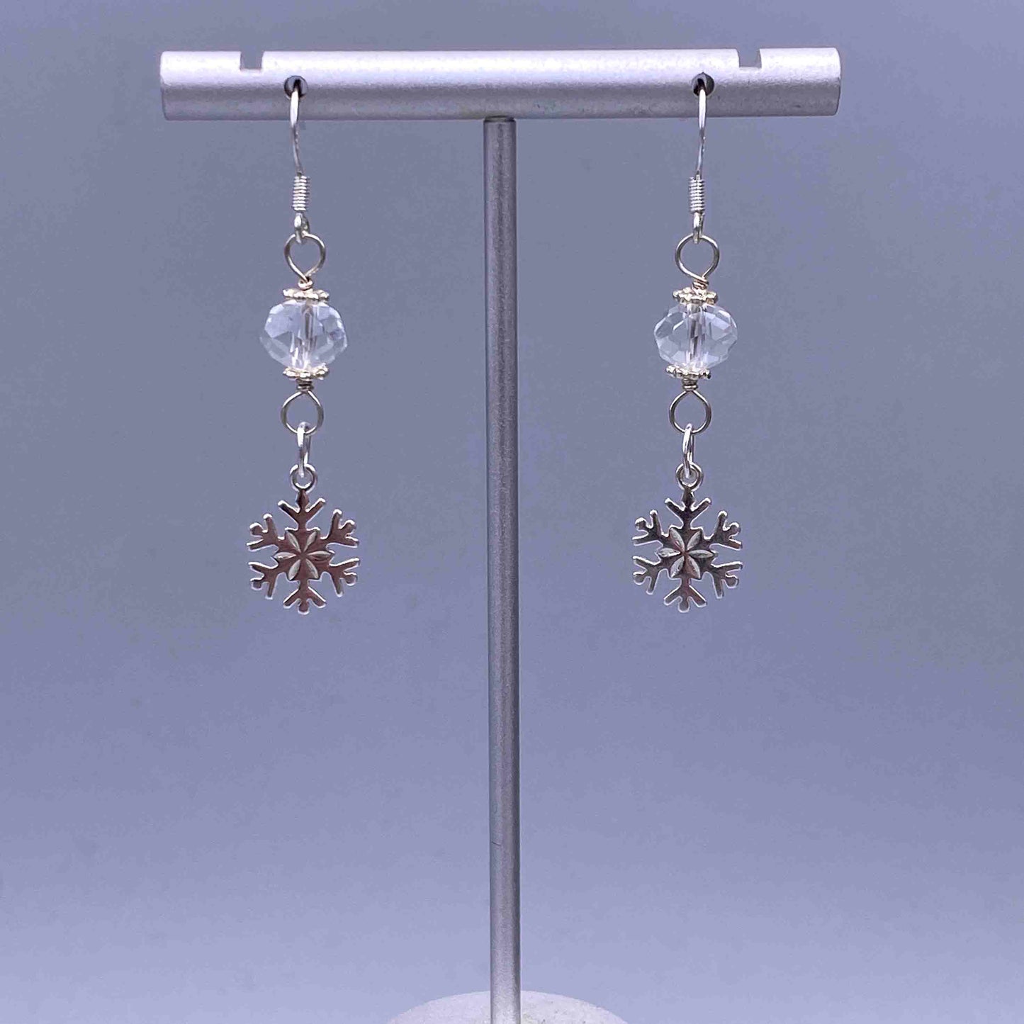 Sterling Silver Snowflake and Quartz Earrings