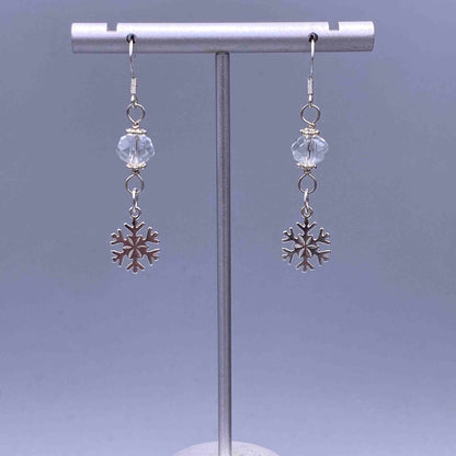 Sterling Silver Snowflake and Quartz Earrings