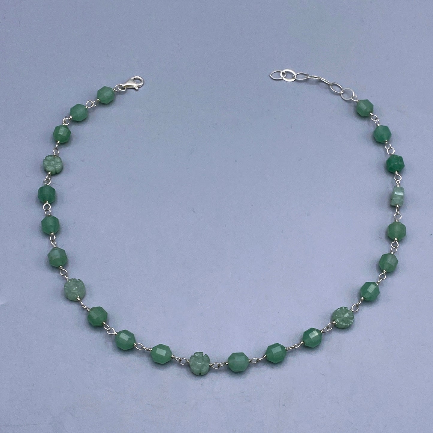 Green Aventurine gemstone Flower Beaded Necklace