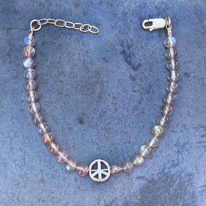 Sterling Silver Peace and Labradorite gemstone Bracelet