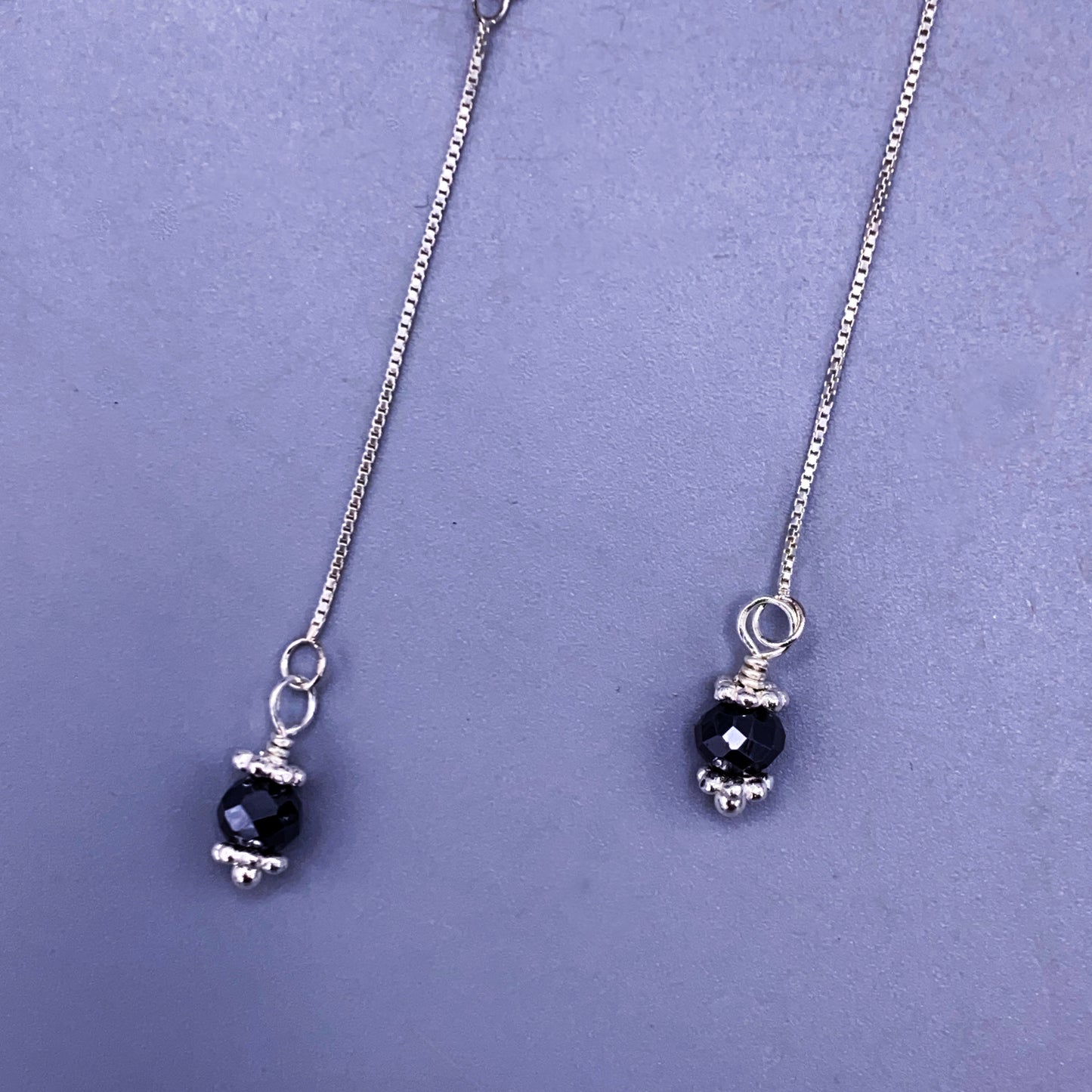 Sterling Silver and Black Diamond Dangle Earrings