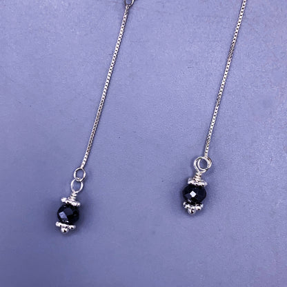 Sterling Silver and Black Diamond Dangle Earrings