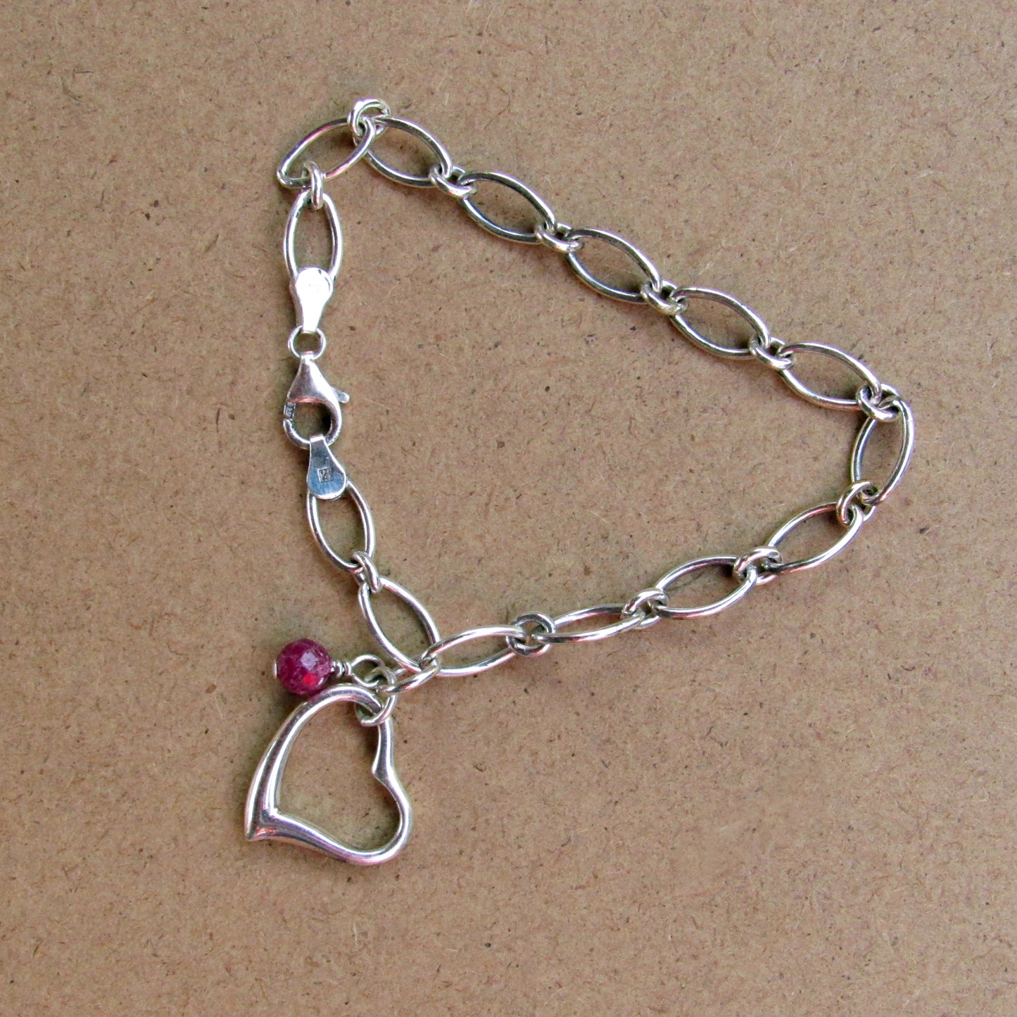 Vintage renewed floating heart and ruby Bracelet