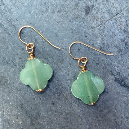 Green Aventurine Clover Earrings