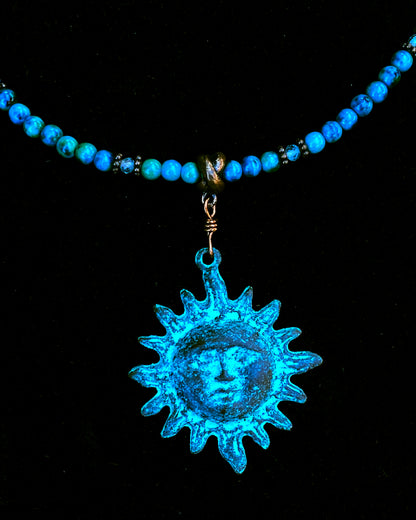Turquoise and Blue Topaz Sun Necklace