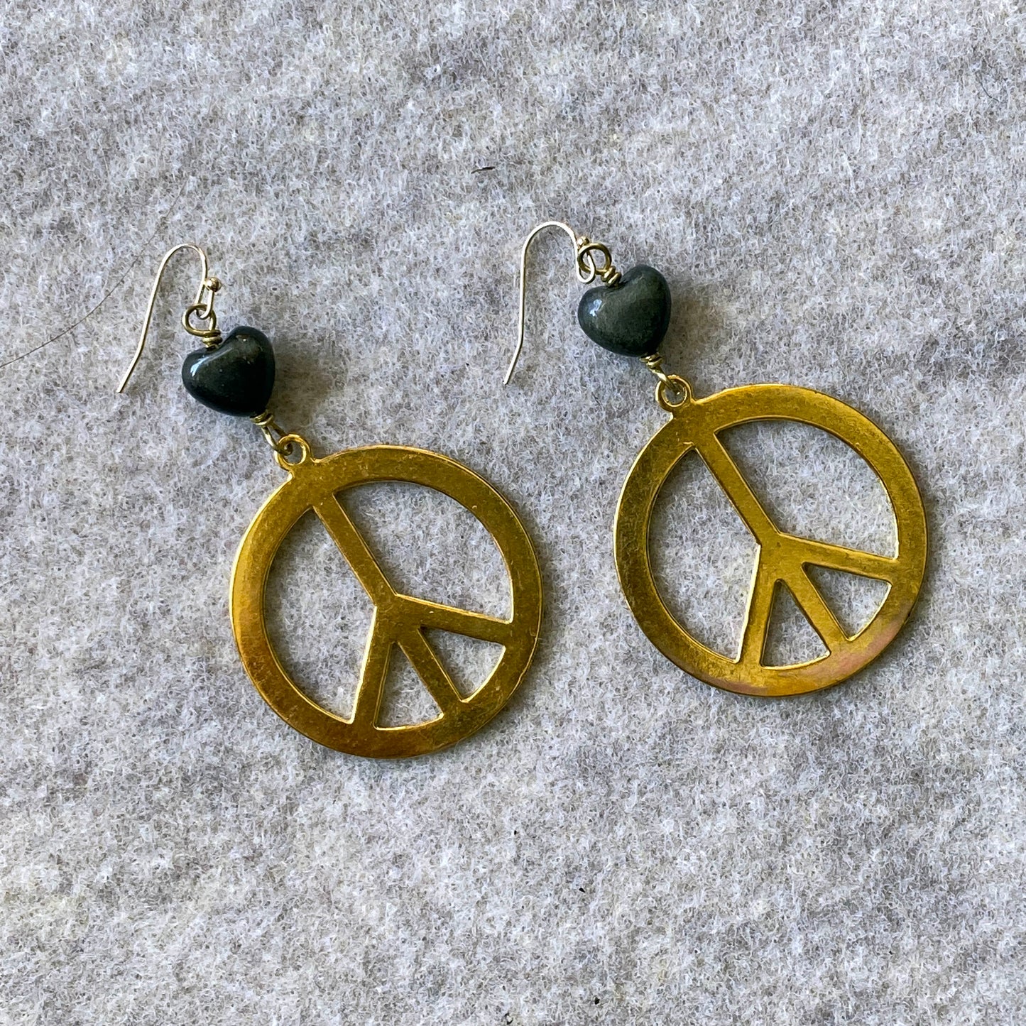 Brass Peace Signs and Gold Obsidian