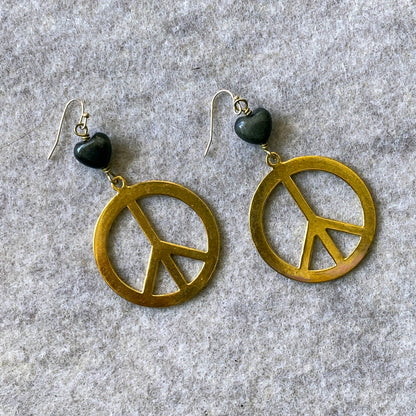 Brass Peace Signs and Gold Obsidian