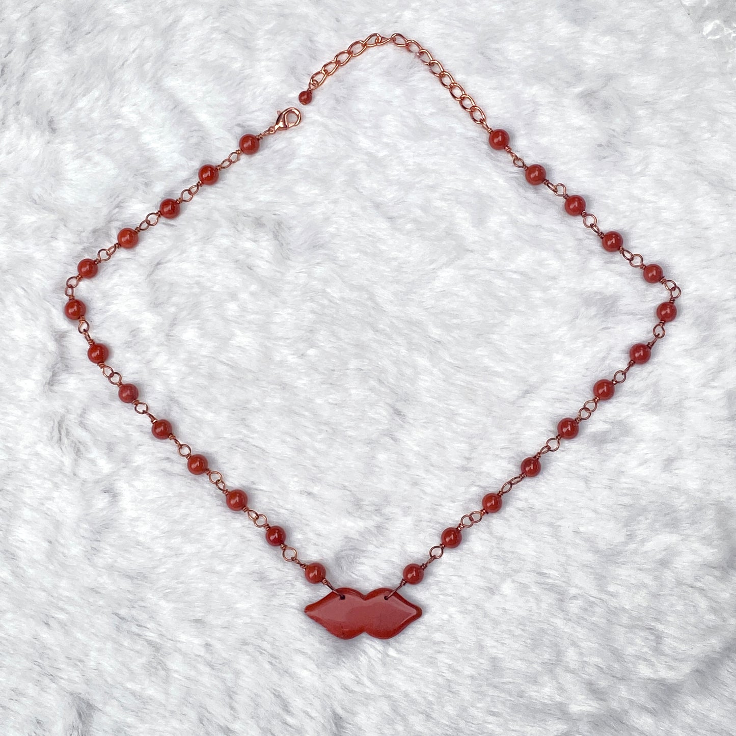 Red Jasper gemstone Lips Necklace