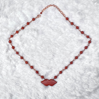 Red Jasper gemstone Lips Necklace