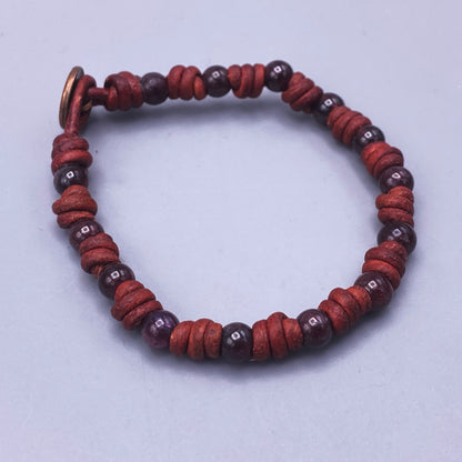 Garnet Leather Bracelet