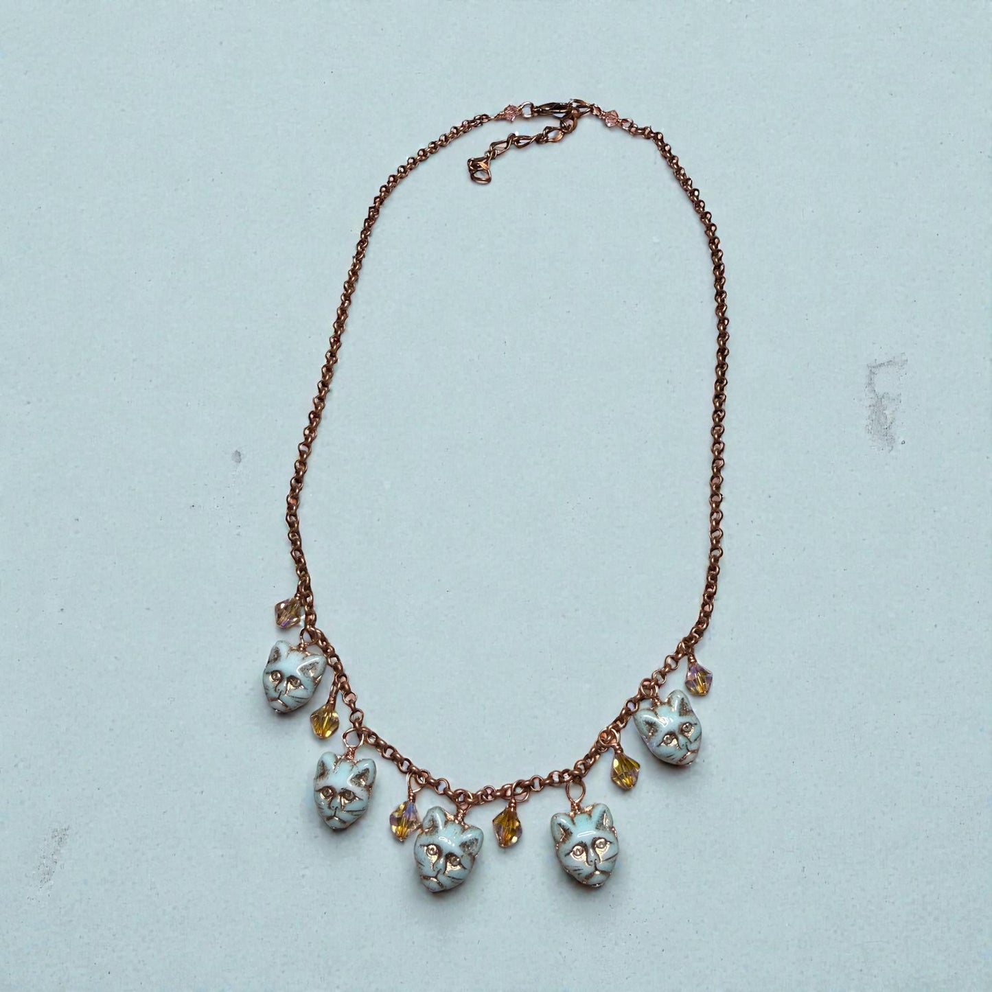 Glass beaded Kitty Cat Necklace