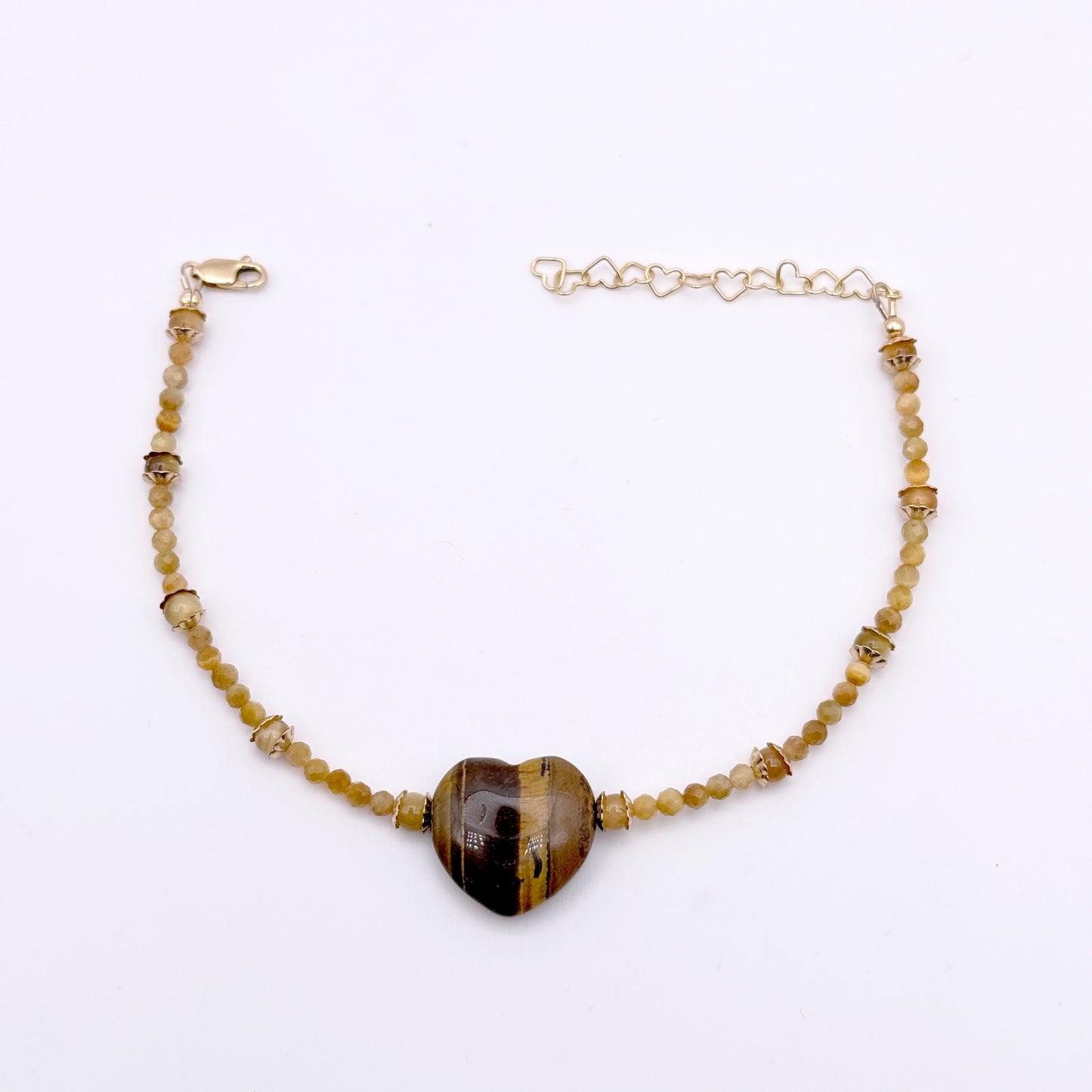 Tiger’s Eye Heart Anklet