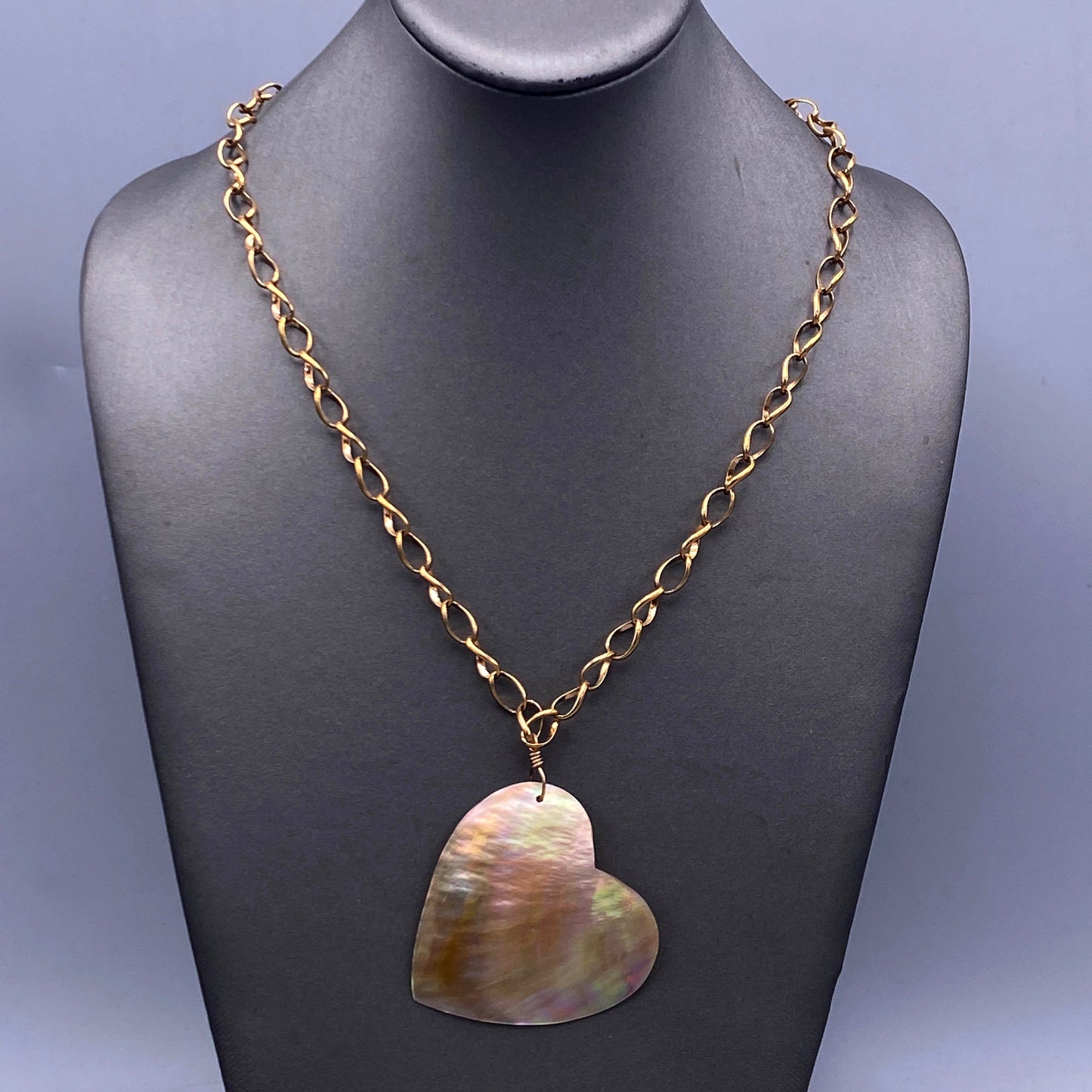 Large Mother of Pearl Heart Necklace