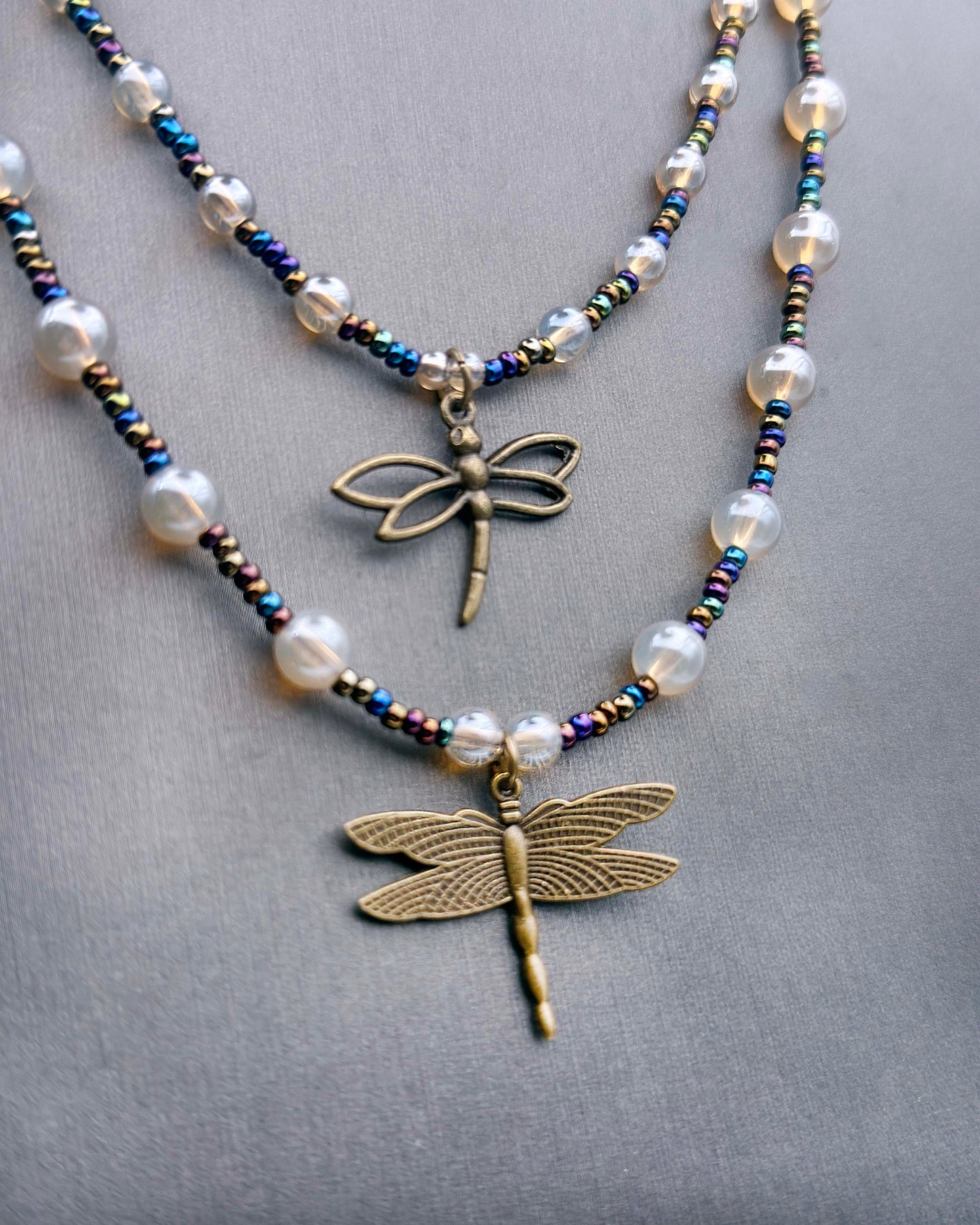 Dragonfly layered necklace