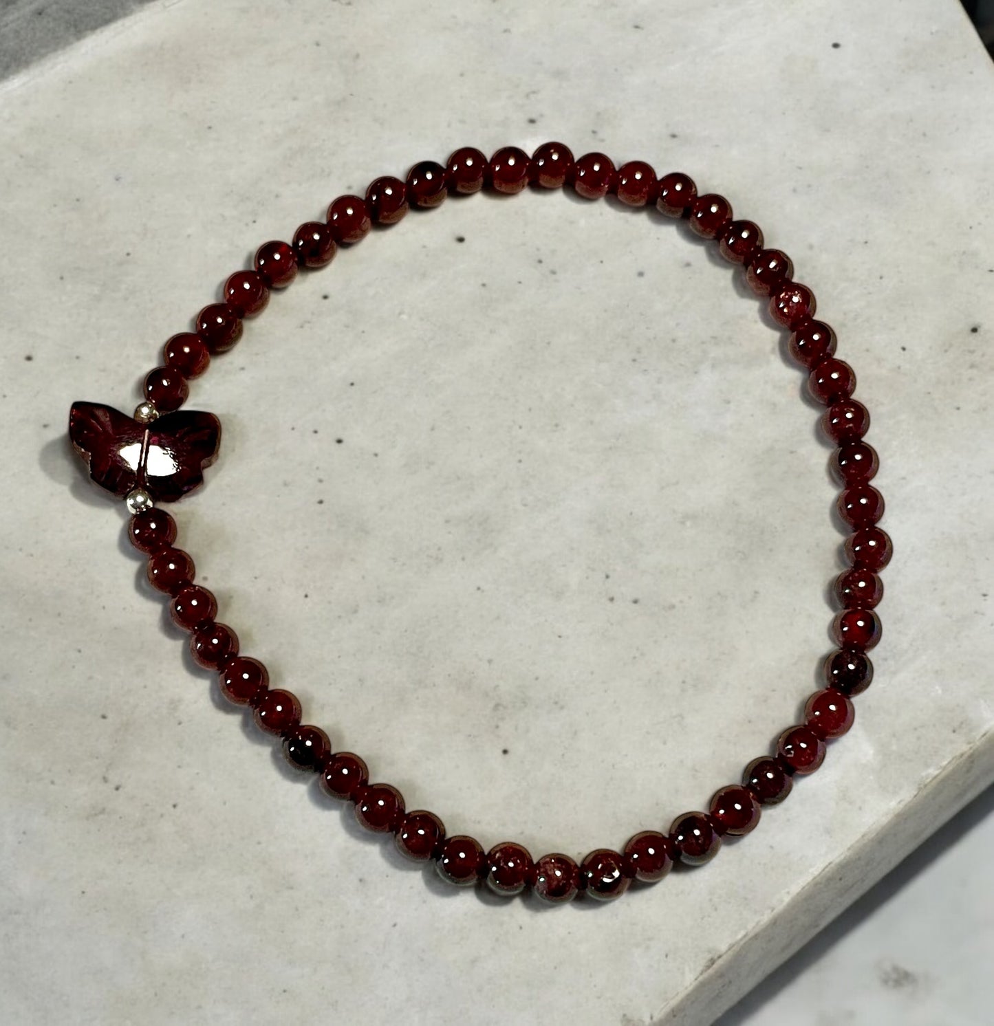 Garnet gemstone Butterfly Bracelet