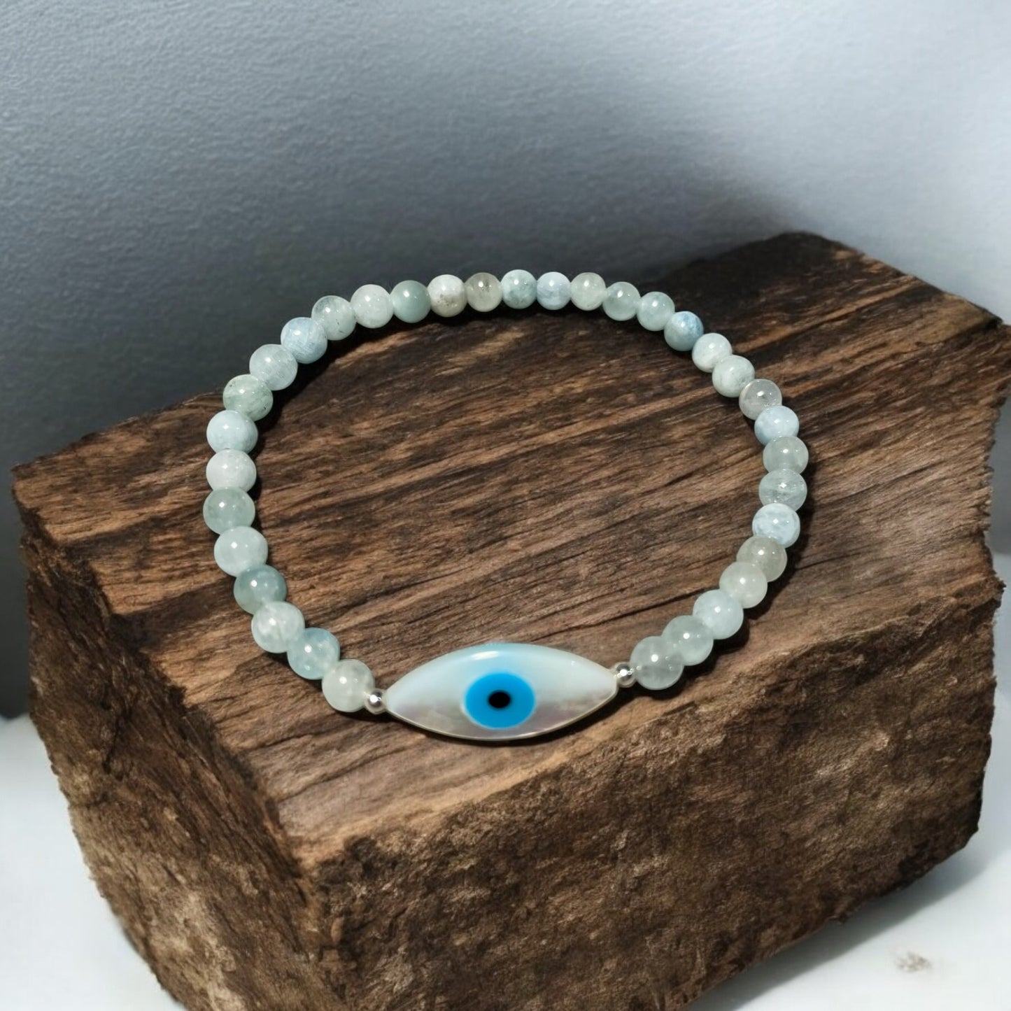 Aquamarine and Evil Eye Bracelet