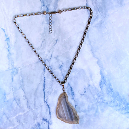 Gray Agate on Sterling Silver Chain