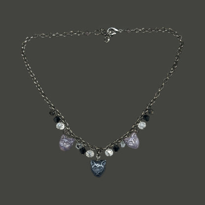 Glass beaded Kitty Cat Necklace