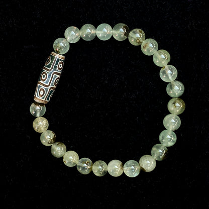 Prehnite and Tibetan Agate Bracelet