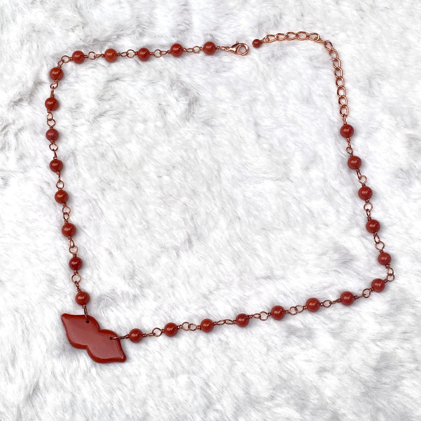 Red Jasper gemstone Lips Necklace