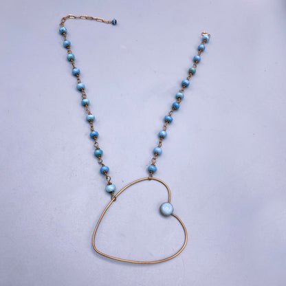 Blue Opal and Copper Heart Necklace